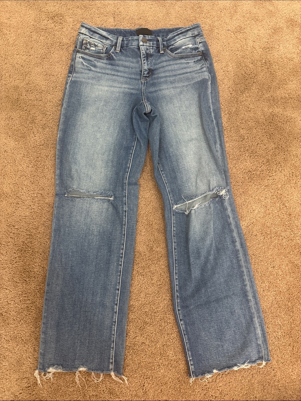 Buckle Light Blue Distressed Wide-Leg Jeans